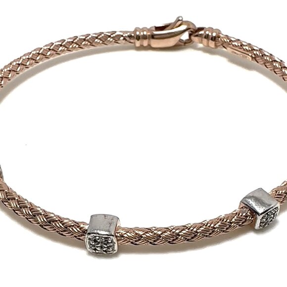 3-STATION BRAIDED BRACELET-STERLING SILVER (.925) - Picture 4 of 12